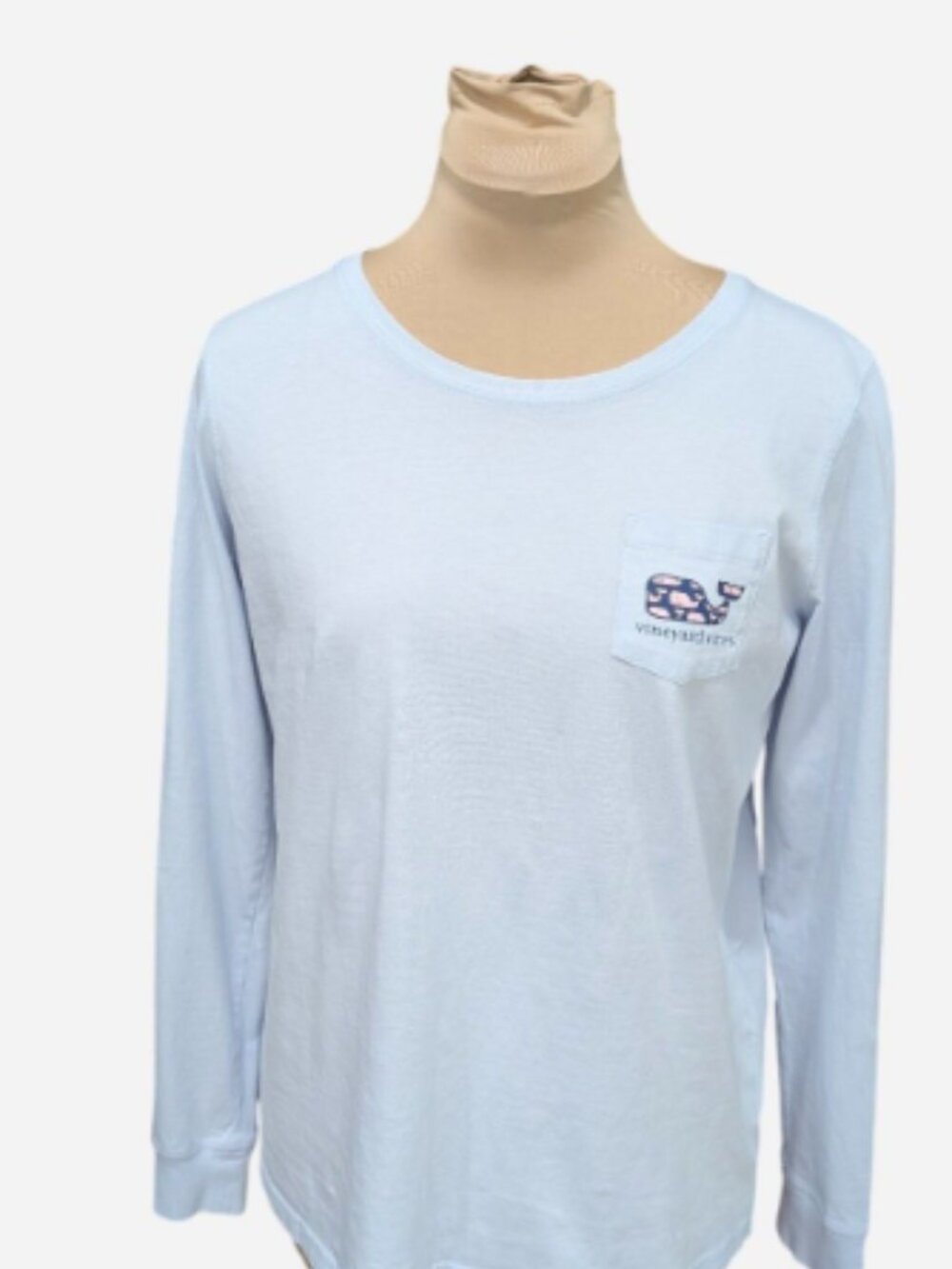 Vineyard Vines Women’s Long Sleeve Whale Pocket Blue 100% Cotton - Picture 2 of 12